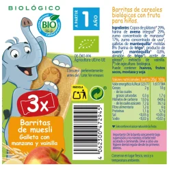 Barres de Muesli Biscuit Pomme et Vanille +12 mois