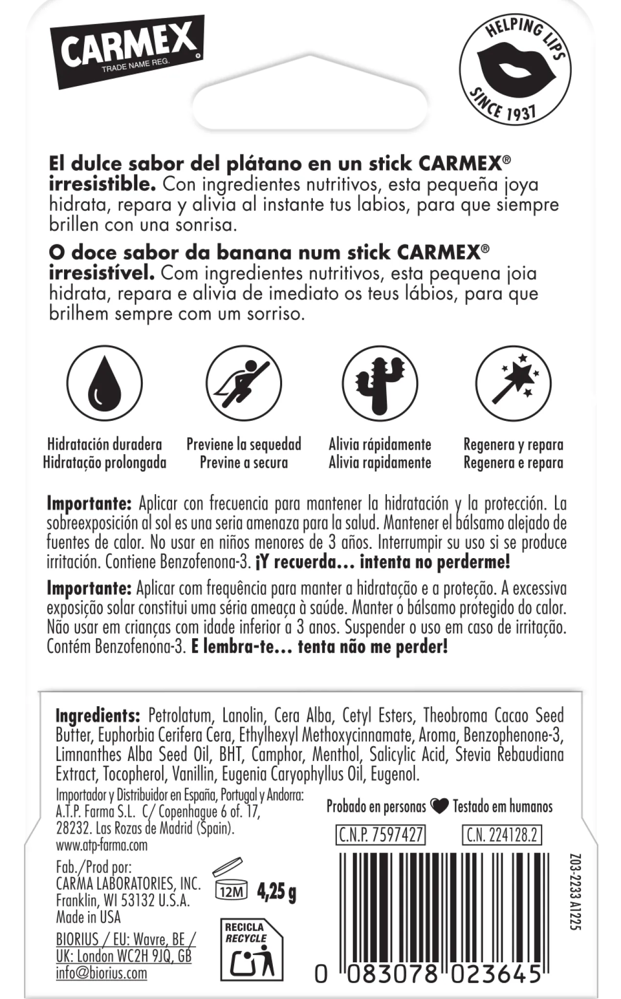 Baume à Lèvres Banane SPF15