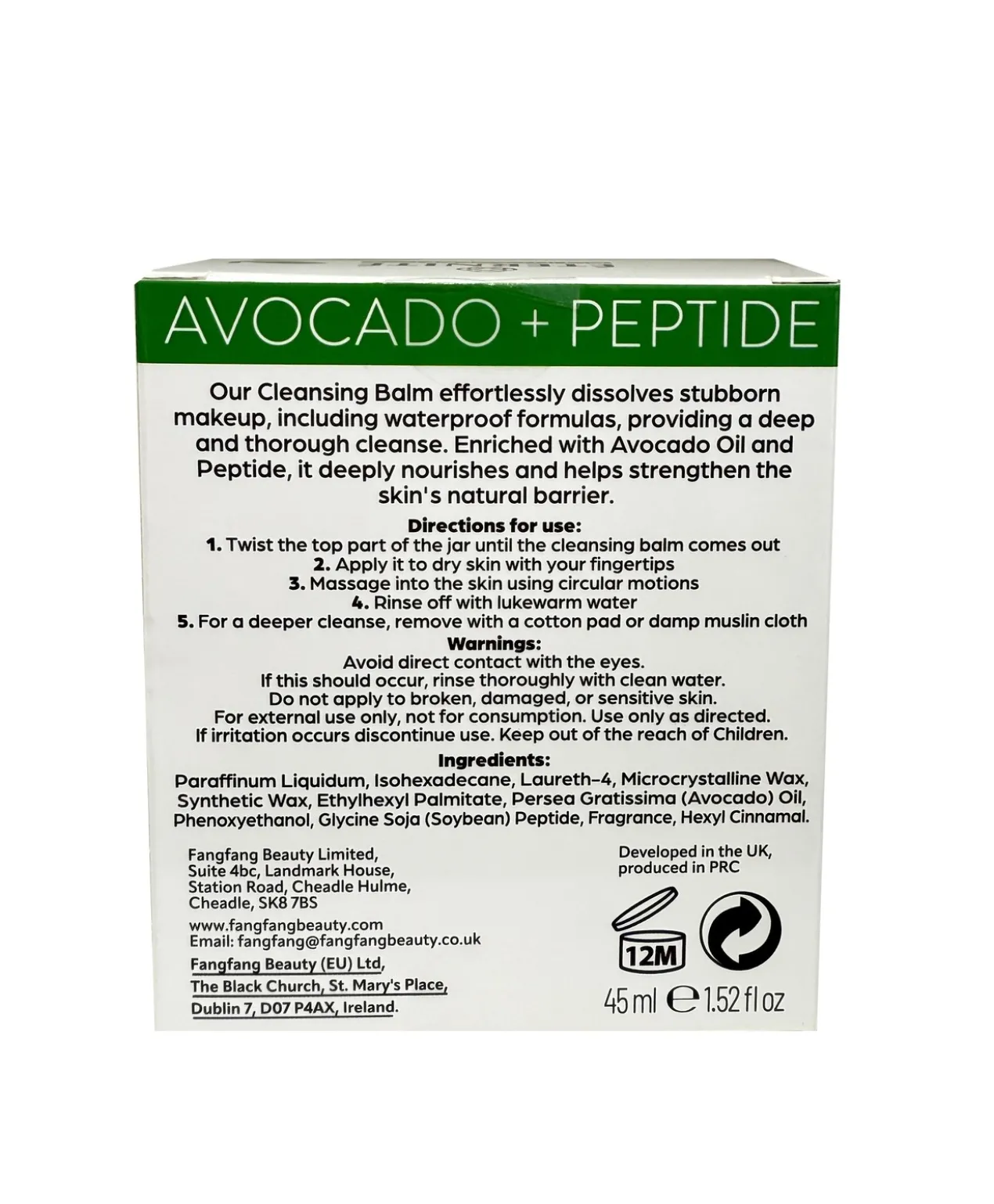 Baume nettoyant visage à l’avocat et aux peptides