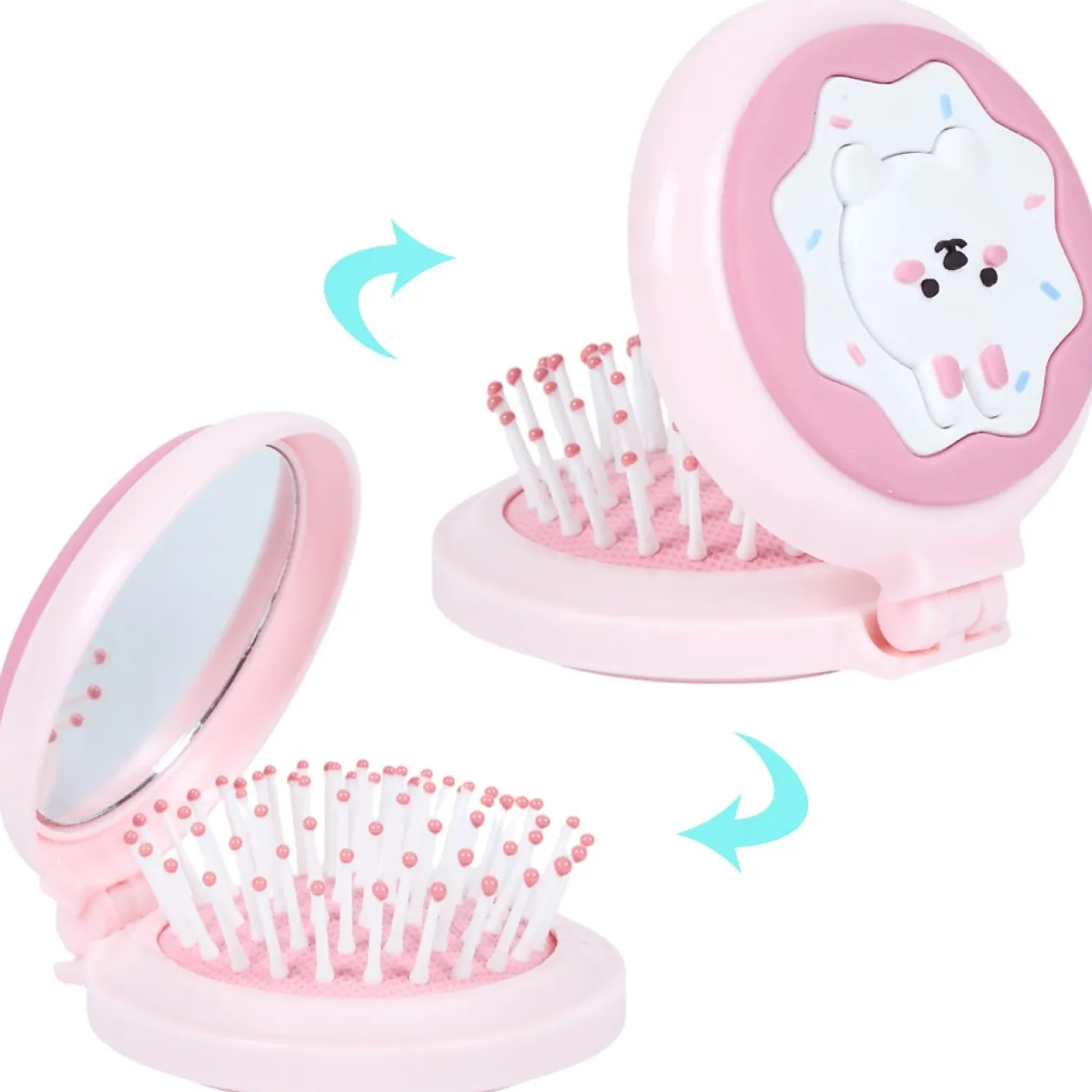Brosse de Poche avec Miroir Kawaii
