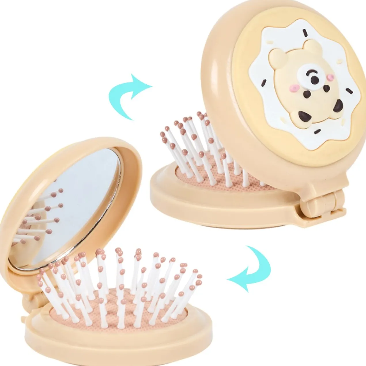 Brosse de Poche avec Miroir Kawaii