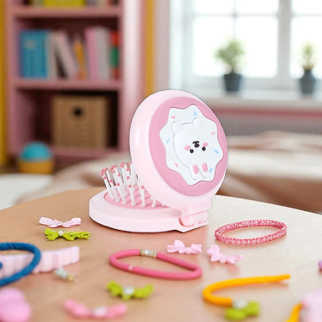 Brosse de Poche avec Miroir Kawaii