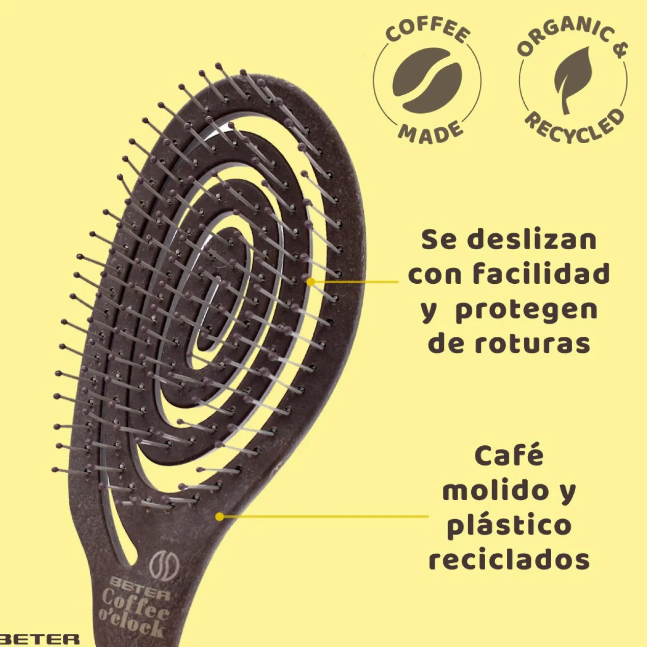 Brosse démêlante Coffee O'clock en matériaux recyclés