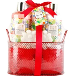 Coffret Bain Bon Matin Panier Métal Rouge