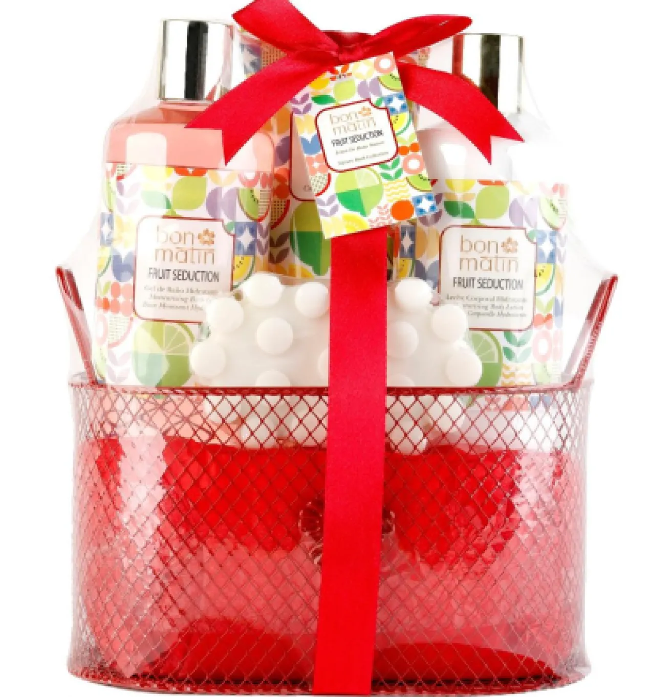 Coffret Bain Bon Matin Panier Métal Rouge