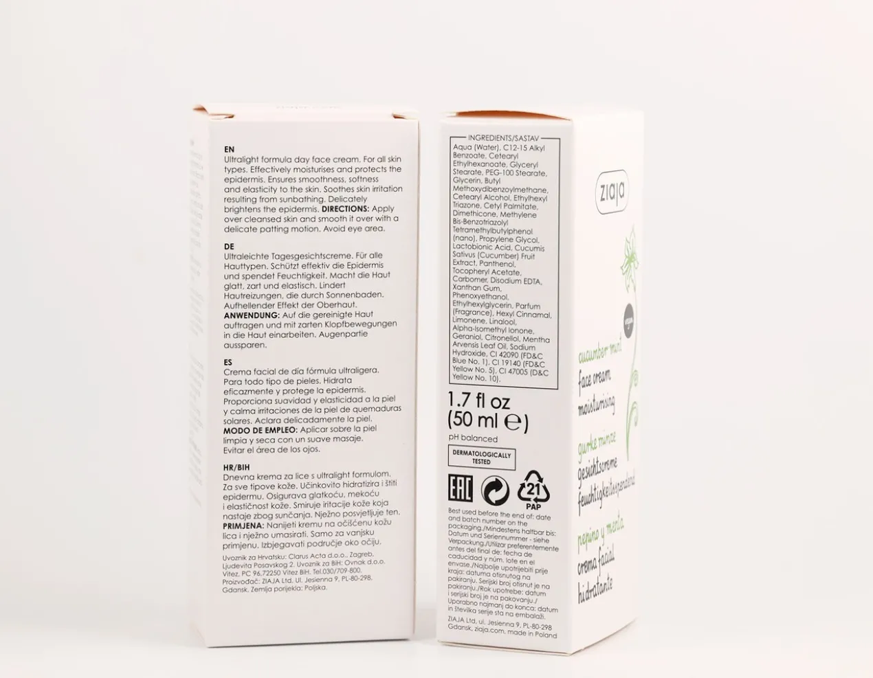 Crème hydratante visage Concombre & Menthe