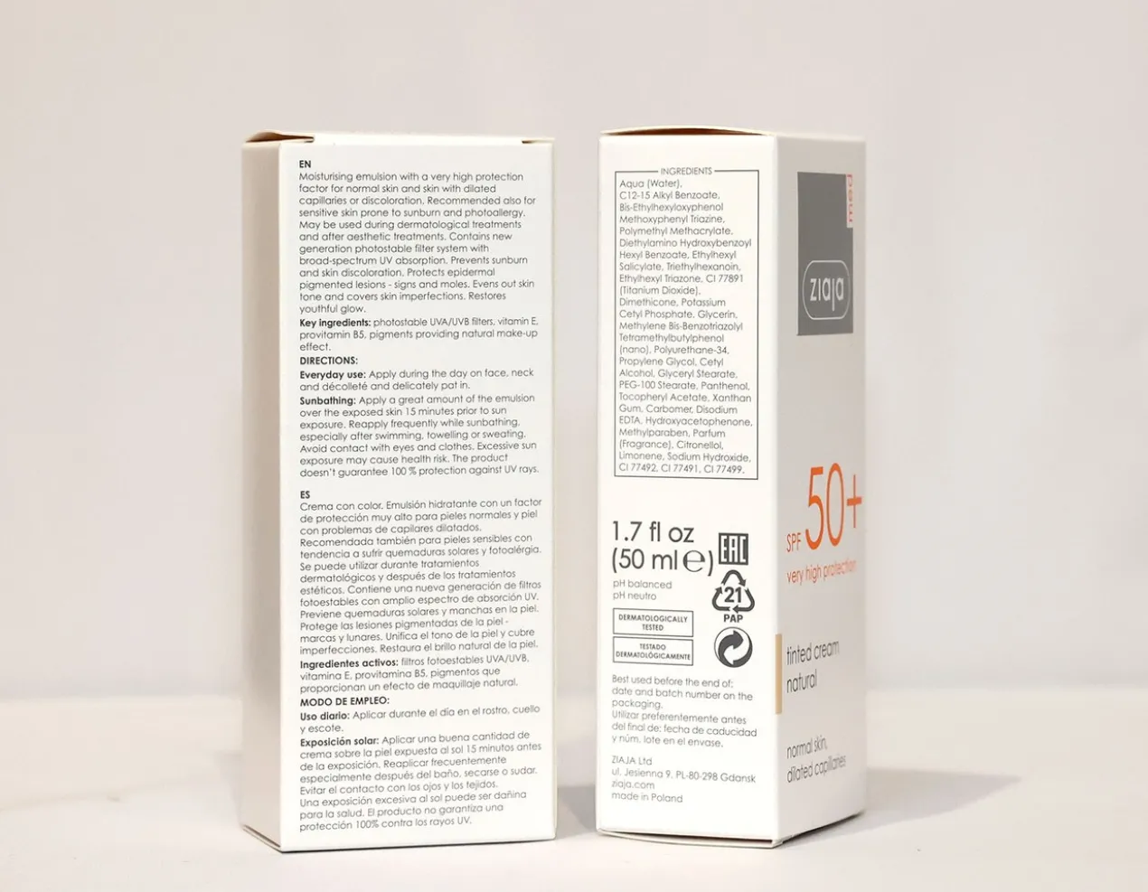 Crème Protectrice Visage avec Couleur Naturelle SPF50+