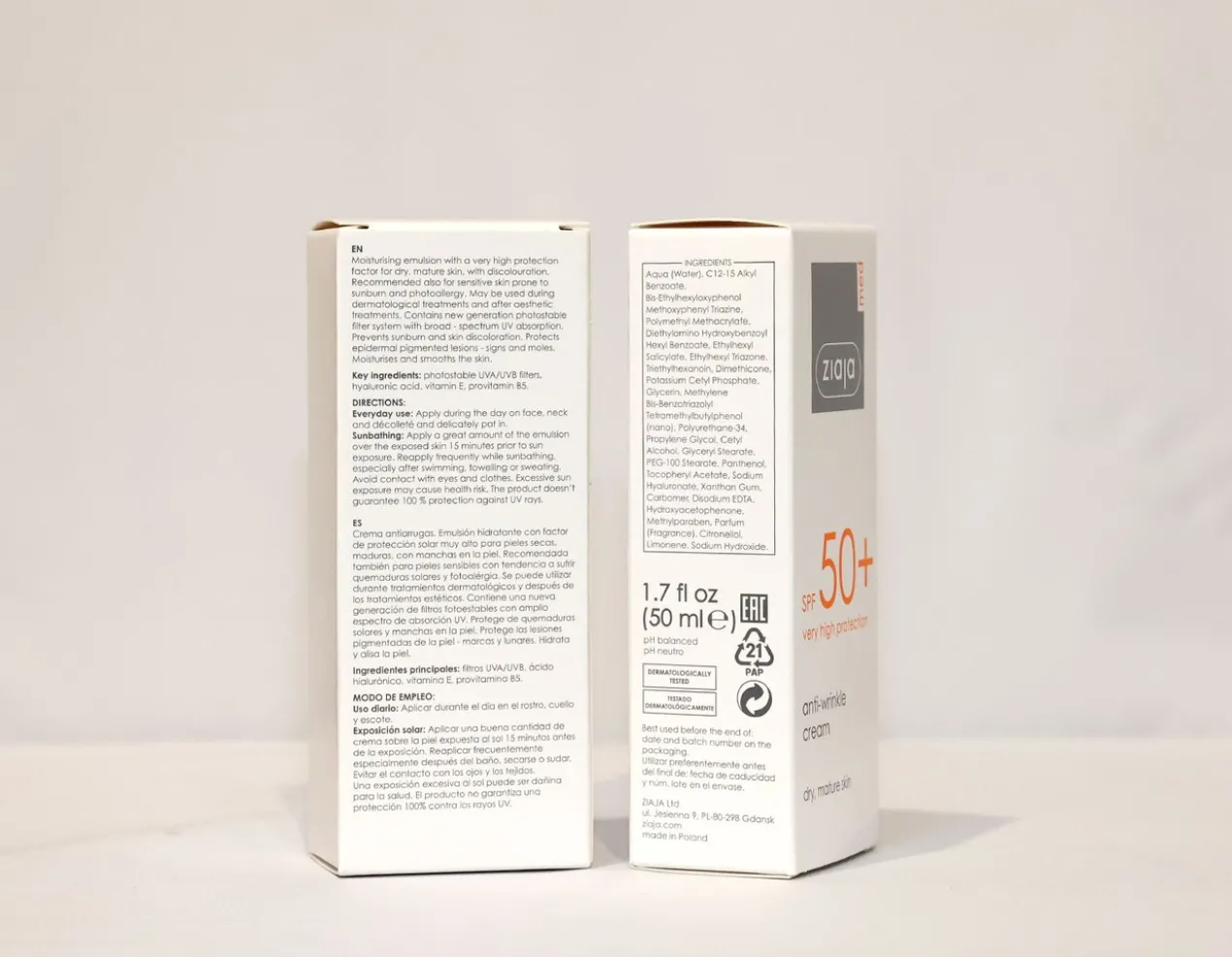 Crème Visage Protectrice Anti-rides SPF50+