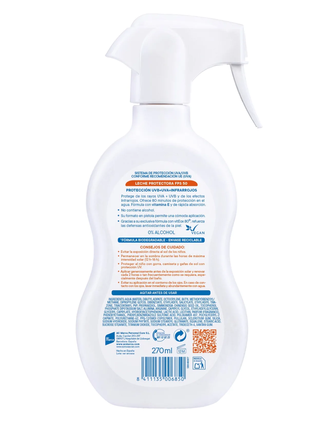 Denenes Lait Protectrice Familial 80 Minutes SPF 50