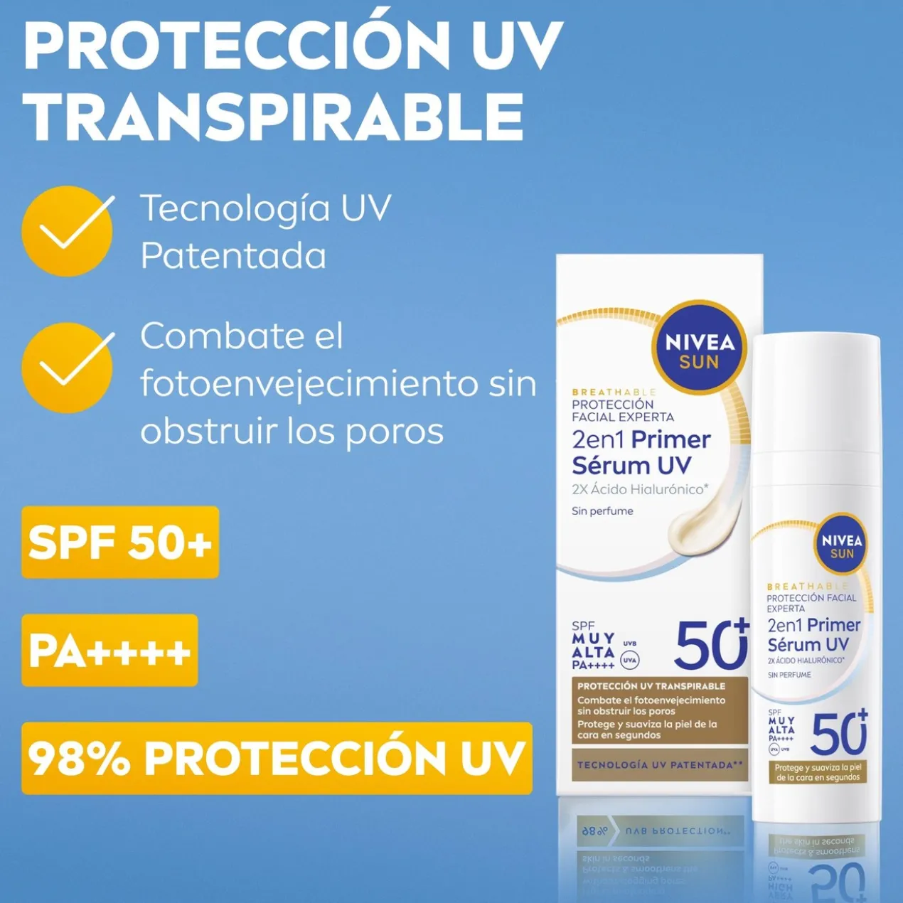 2 en 1 Primer Serum UV Quotidien Protection Visage SPF50+