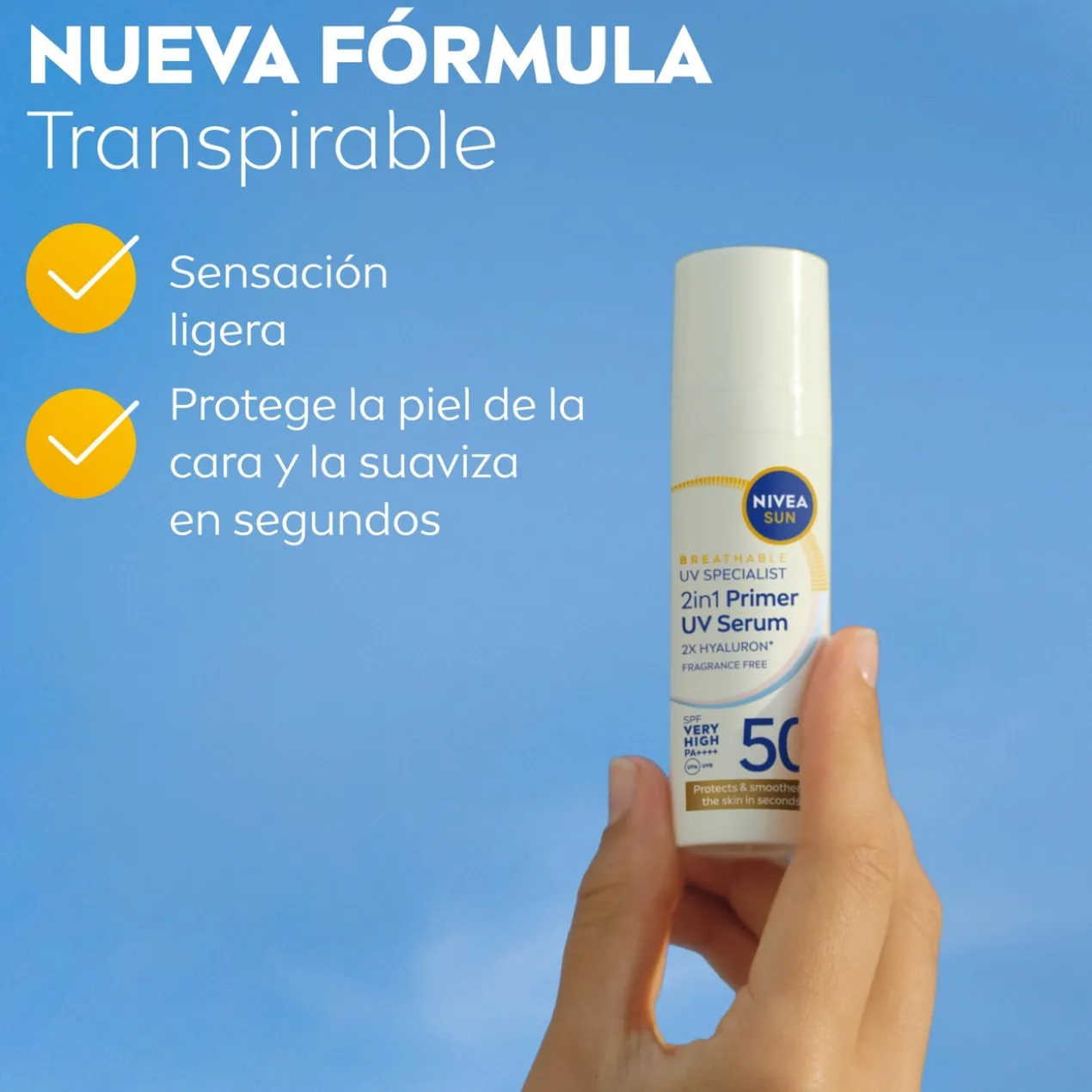 2 en 1 Primer Serum UV Quotidien Protection Visage SPF50+