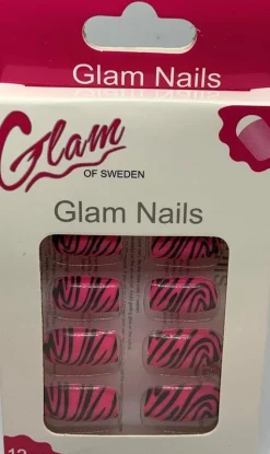 Faux Ongles Zèbre Rose
