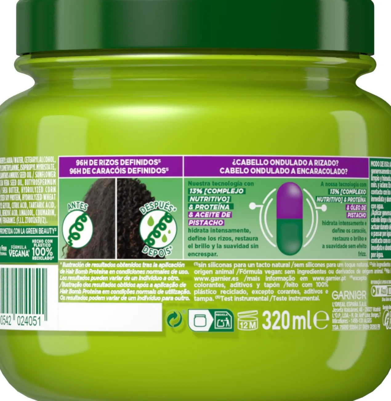 Fructis Masque Capillaire Nutri Boucles Hair Bomb Protéine