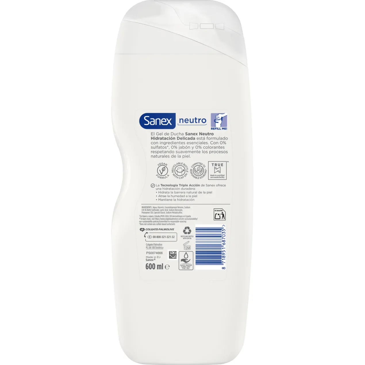 Gel Douche Neutre Hydratation Délicat