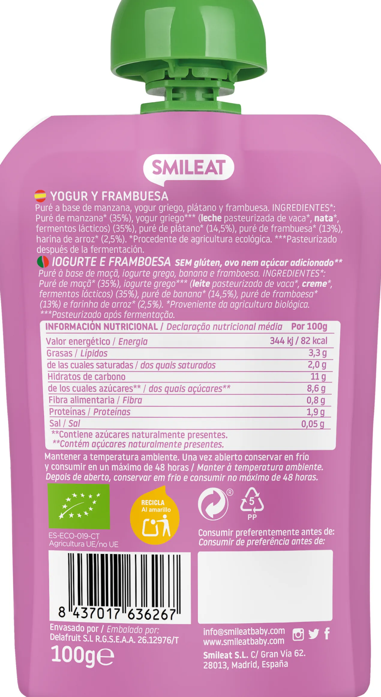 Gourde Yaourt et Framboise