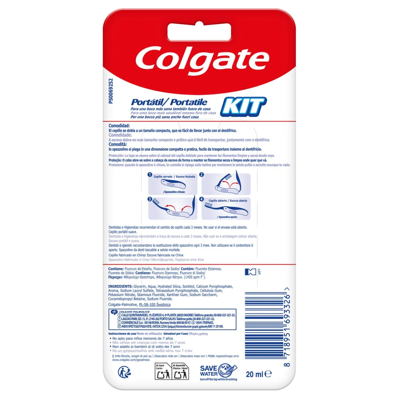 Kit de Voyage Portable Brosse à Dents Doux + Dentifrice Prévention Active Original