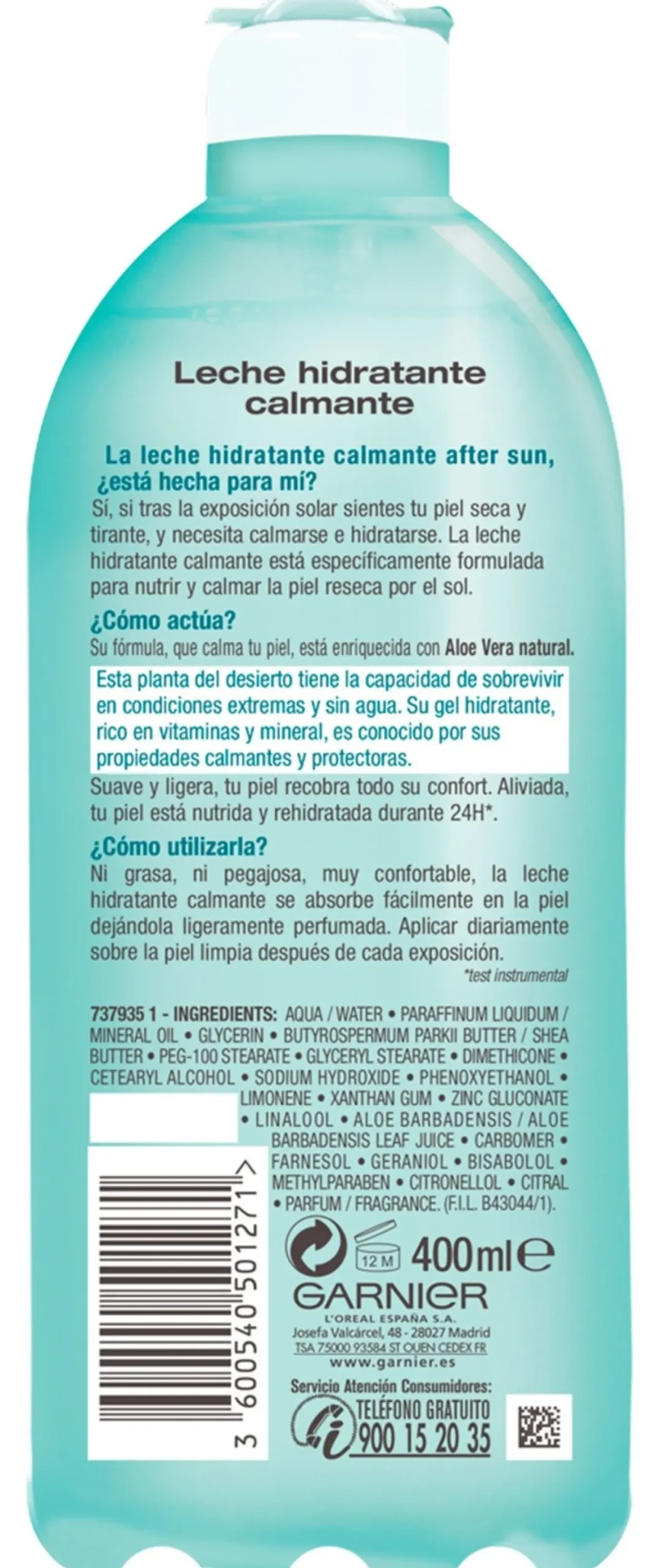 Lait après-soleil hydratant apaisant