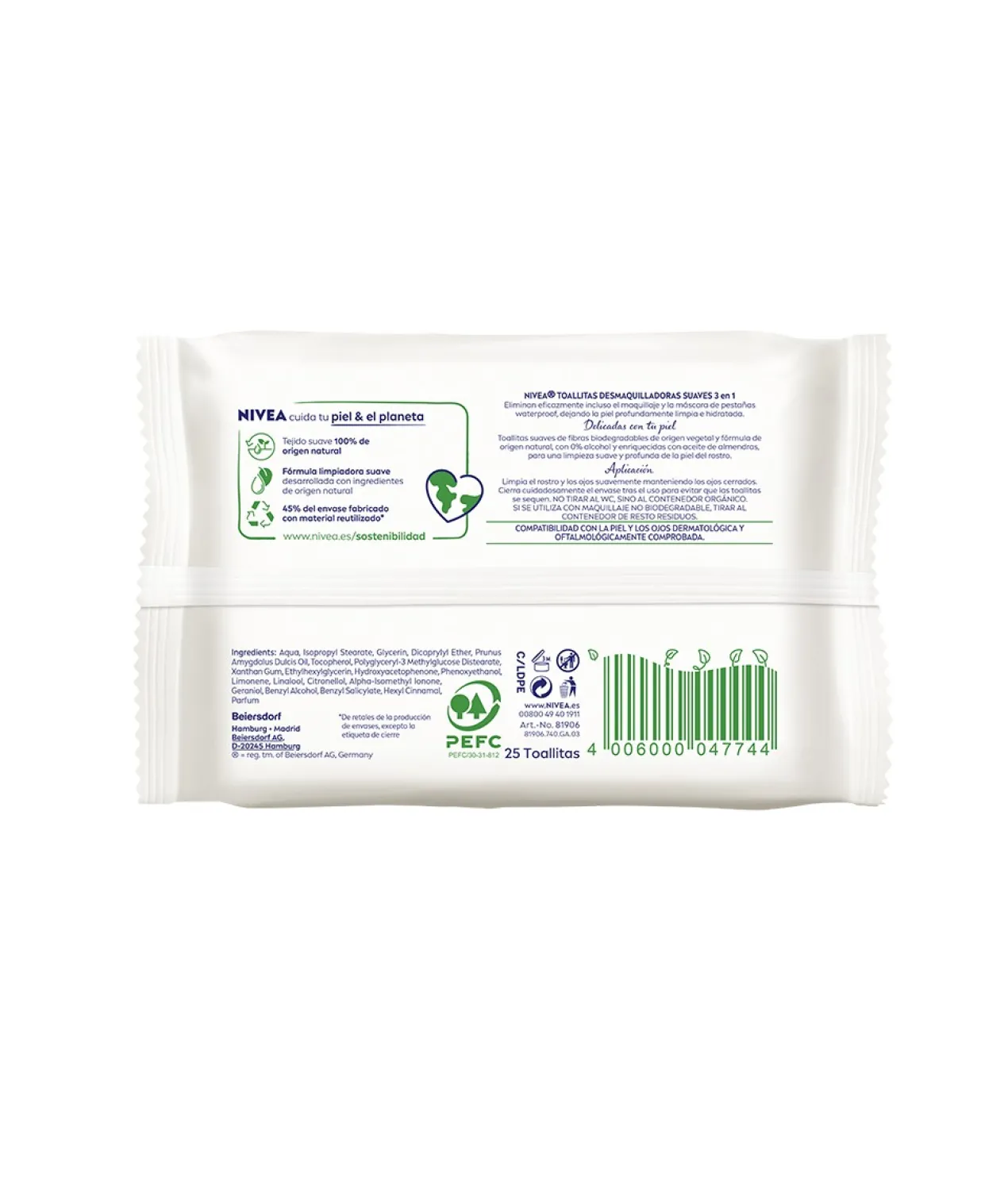 Lingettes Démaquillantes Douces 3in1 Peau Sèche/Sensible