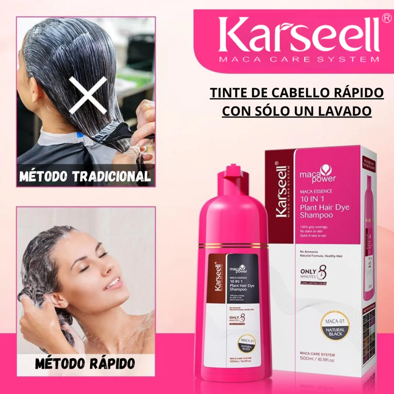 Maca Essence Shampoing Colorant 10 en 1 Châtain Clair