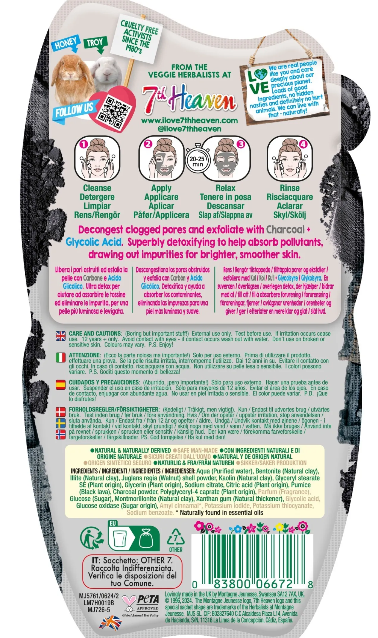 Masque Argile Charbon avec Acide Glycolique Exfoliation