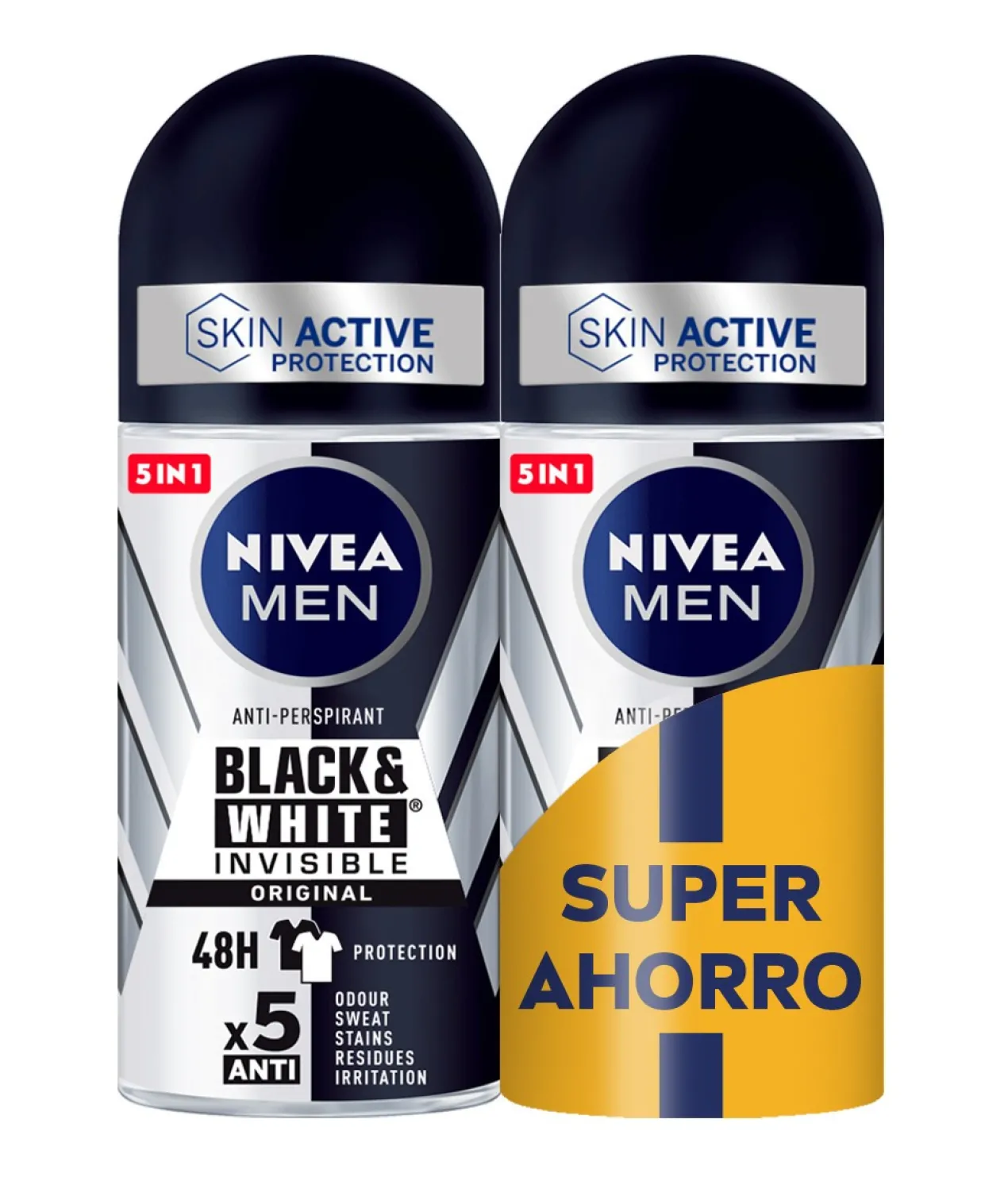 Men Black & White Invisible Original Deodorant Duplo Économie