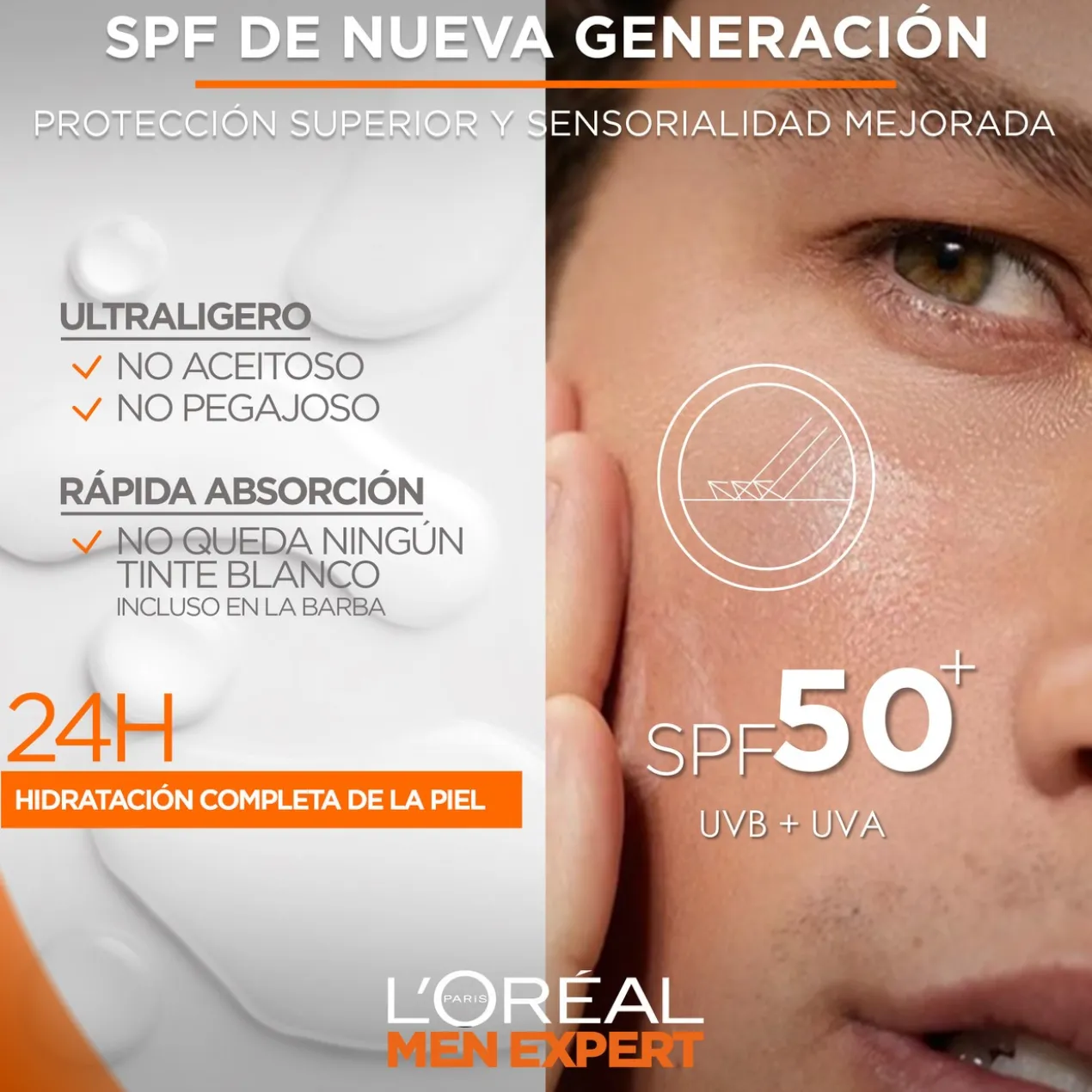 Men Expert Hydra Energetic Fluide Invisible Quotidien FPS 50+