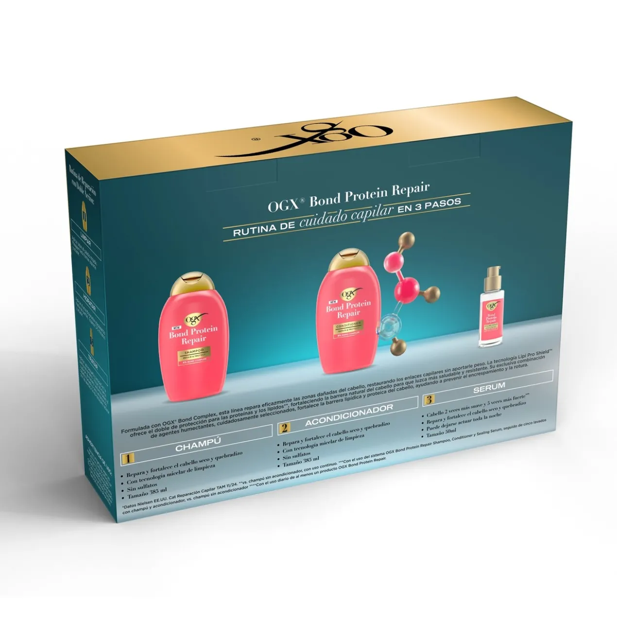 Pack OGX Bond Protein Repair Routine Cheveux Secs et Abîmés