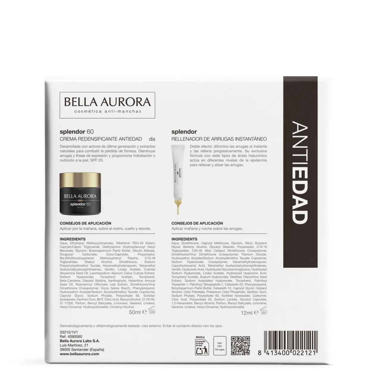Pack Splendor 60 Rituel Quotidien Anti-Âge Redensifiant + Anti-Rides