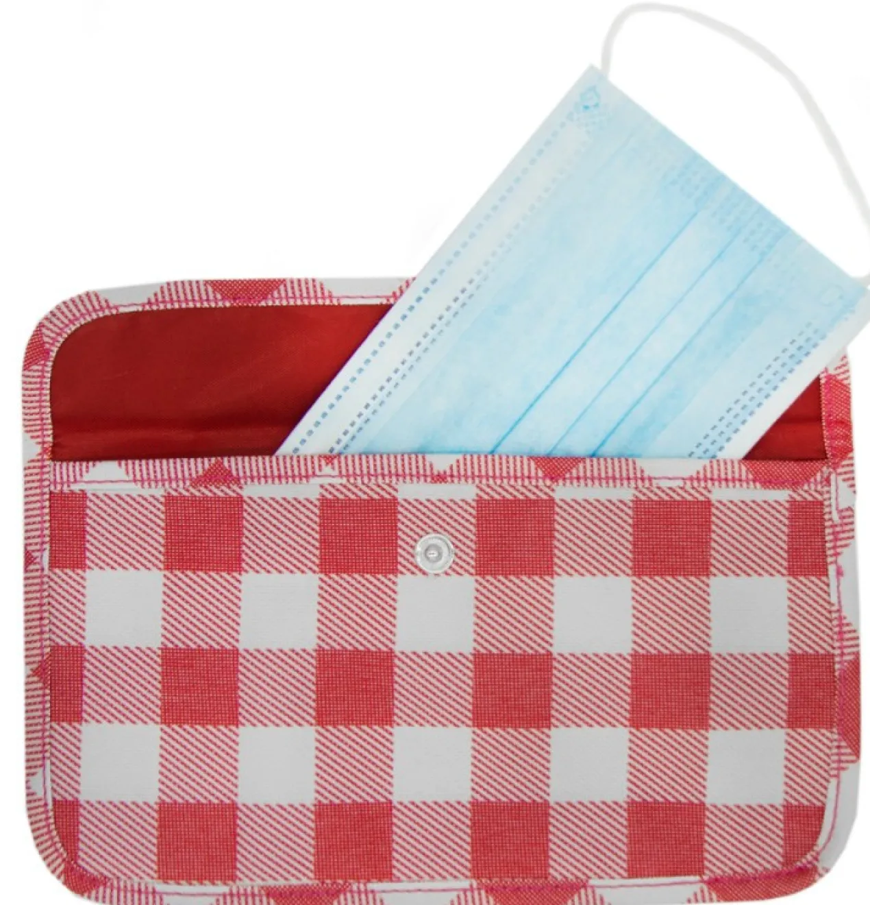 Pochette Porte-Masques en Tissu à Carreaux Vichy Rouges