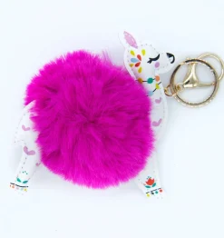 Porte-clés Boule de Poils Lama Fuchsia