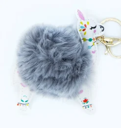 Porte-clés Boule de Poils Lama Gris