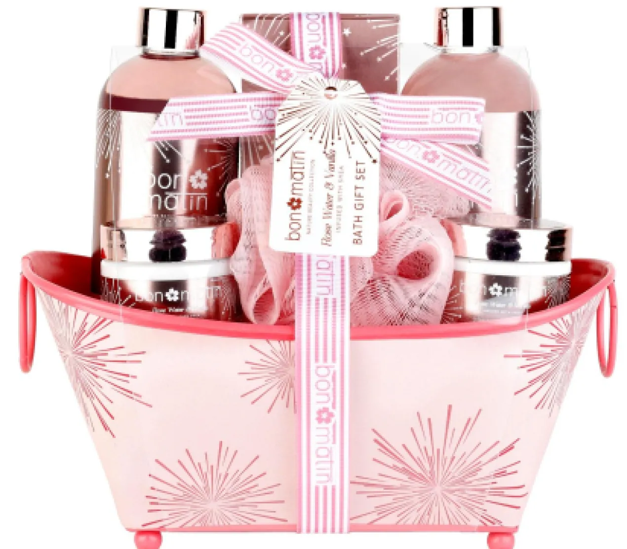 Set de Bain Bon Matin Baignoire en Métal Rose