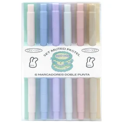 Set Muted Pastel 6 Marqueurs Double Pointe