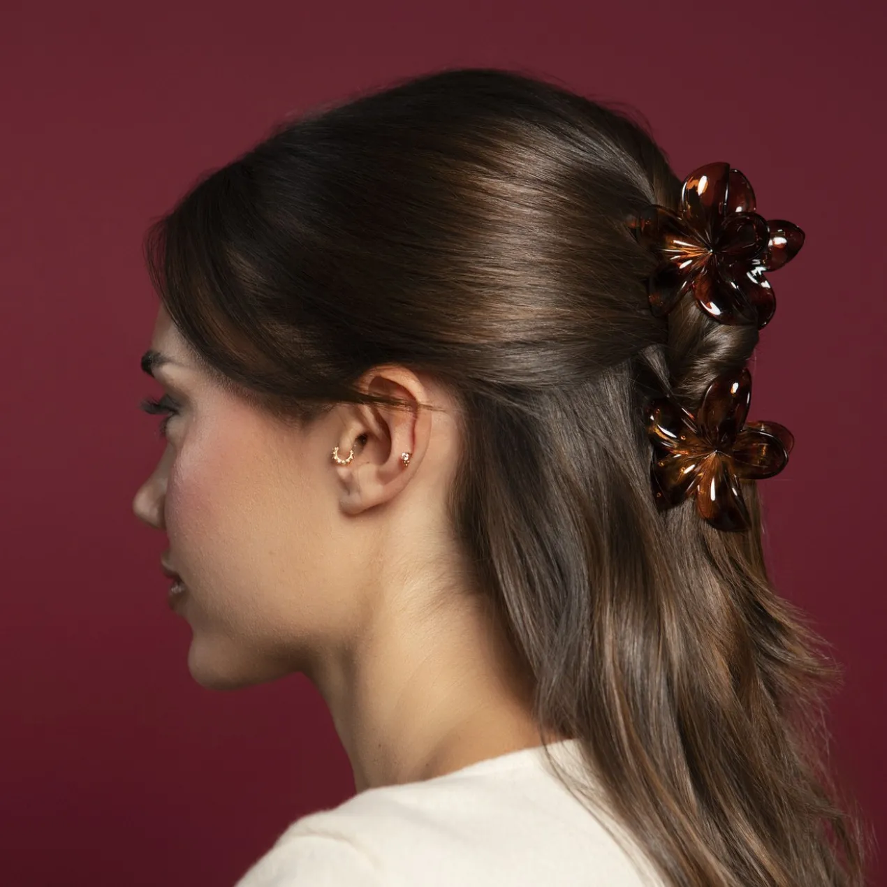 Set 2 Pinces Fleurs Effet Écaille