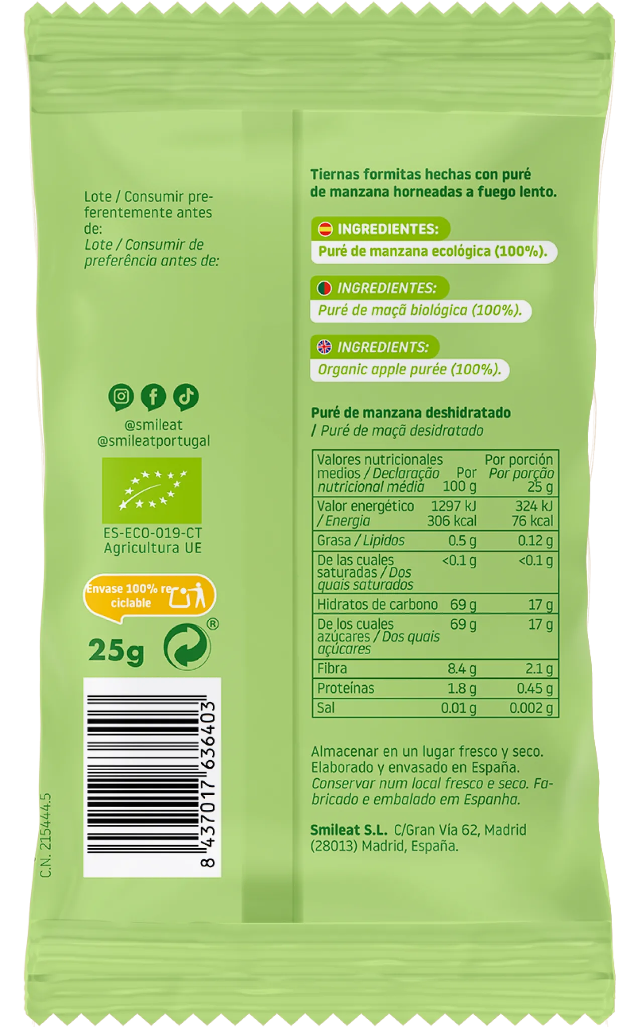 Snack de pomme biologique