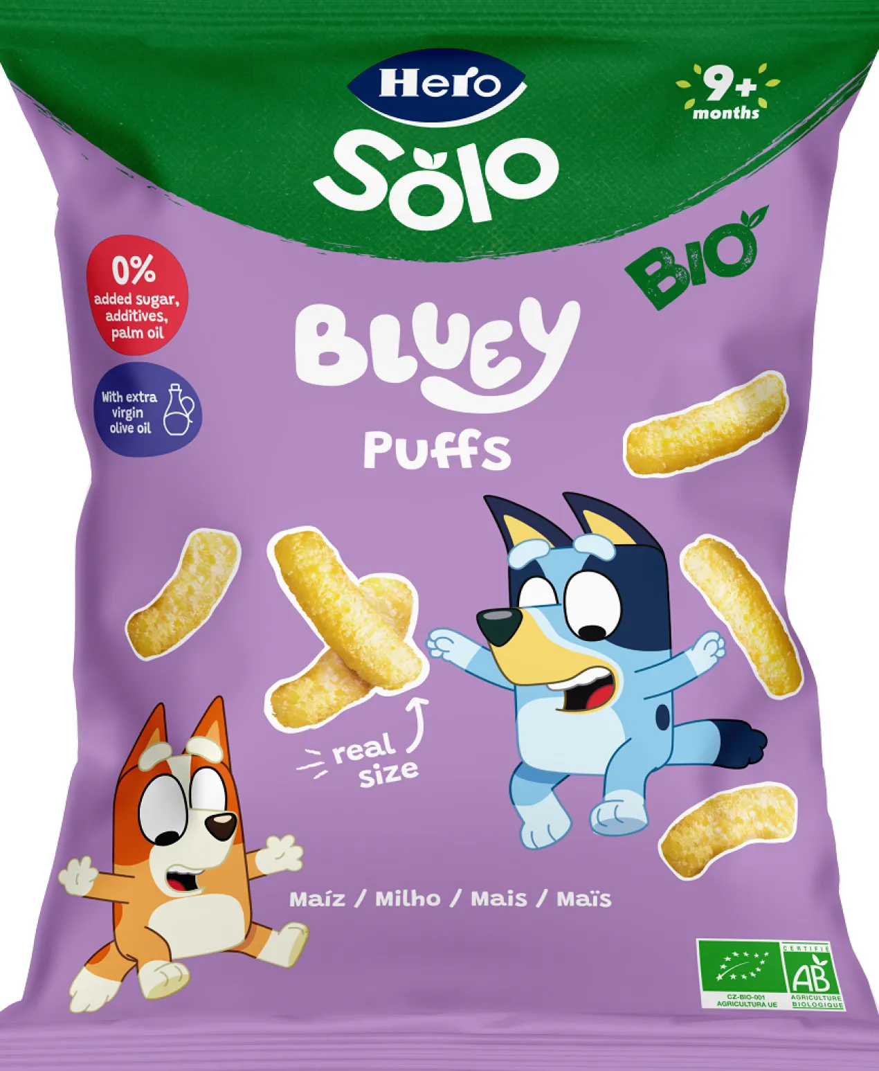 Solo Bio Snack Maïs Bluey Puffs Huile d'Olive
