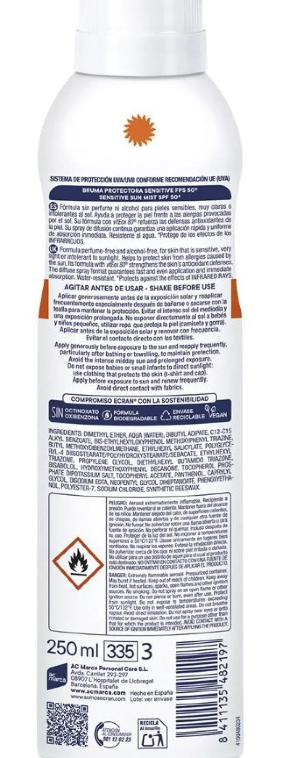Sunnique Sensitive+ Brume Protectrice Peaux Sensibles SPF50+