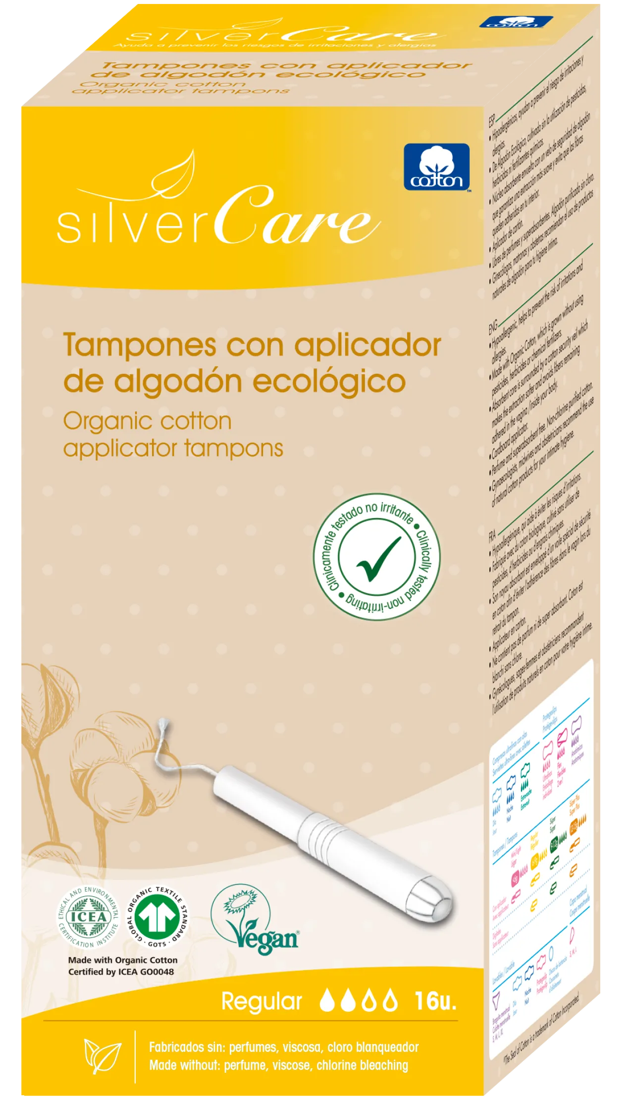 Tampon en Coton Bio Régulier avec Applicateur