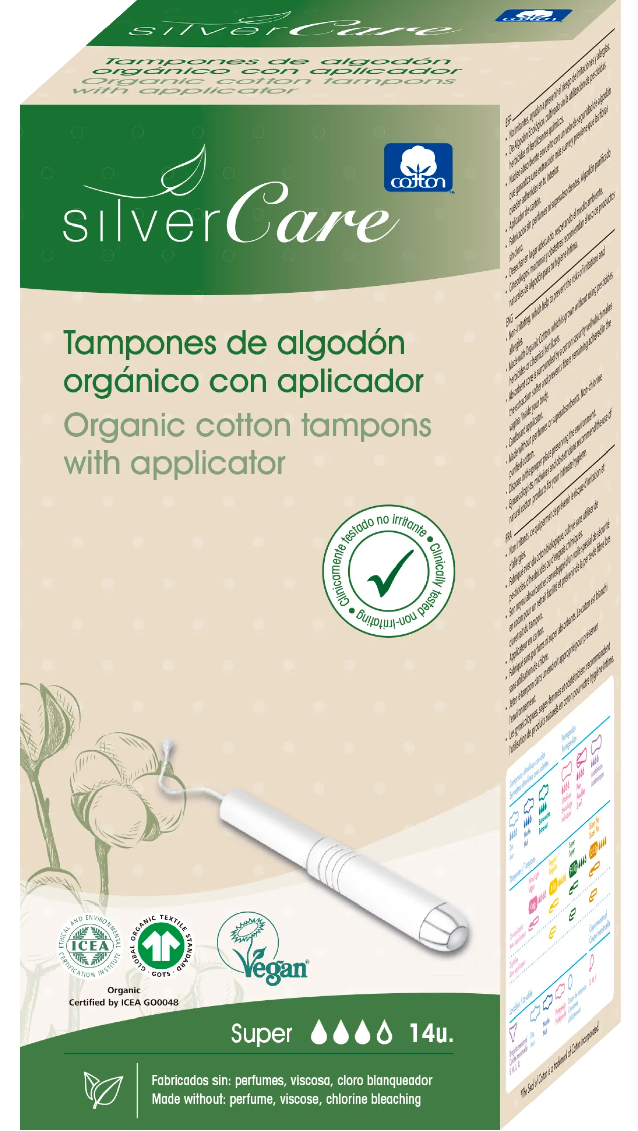 Tampon en Coton Bio Super avec Applicateur