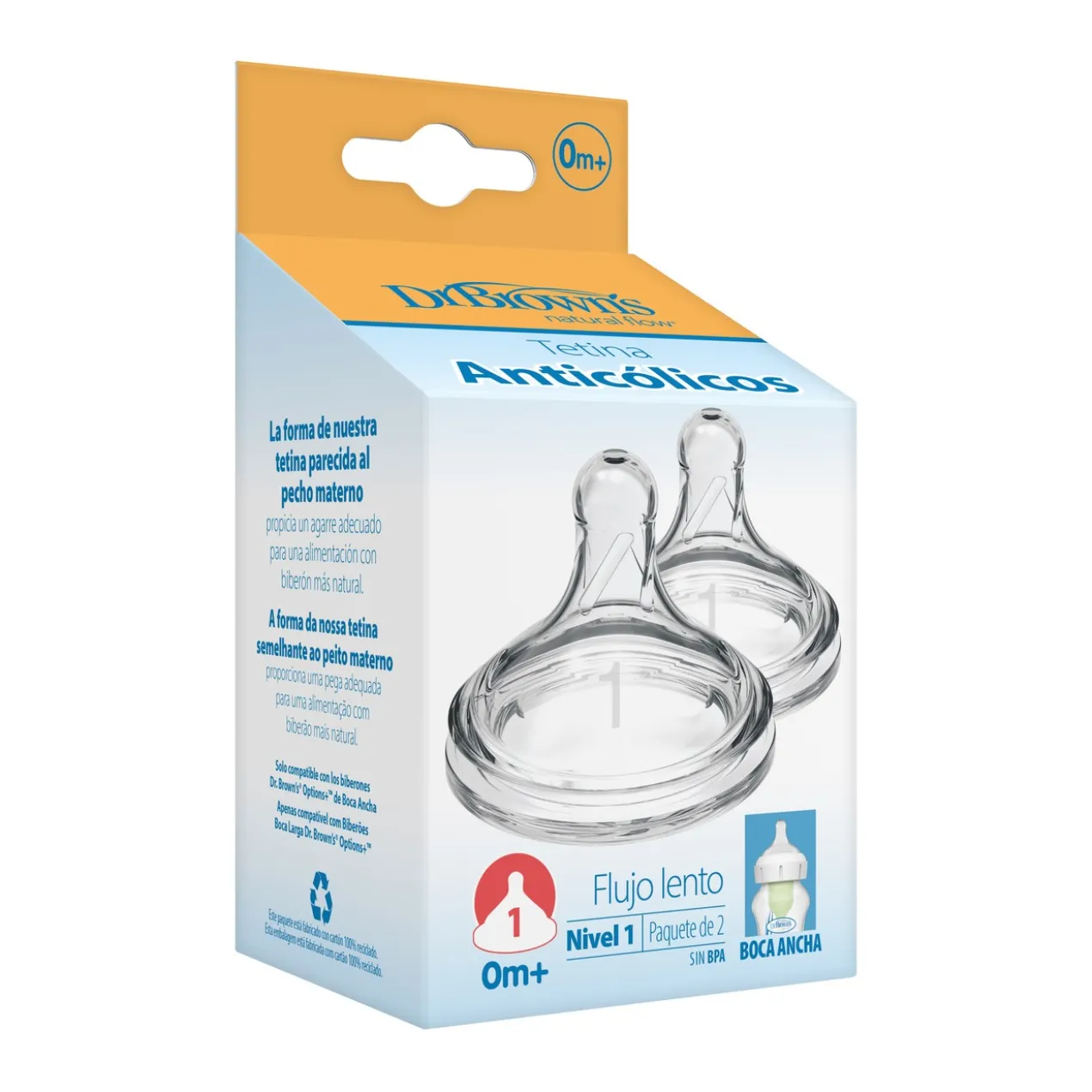 Tétine Options+ Niveau 1 Large Ouverture +0 Mois