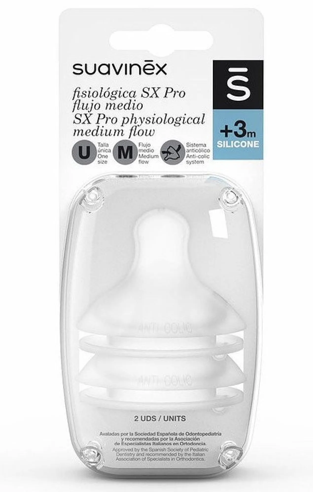 Tétine Physiologique SX Pro Silicone Débit Moyen 3m+