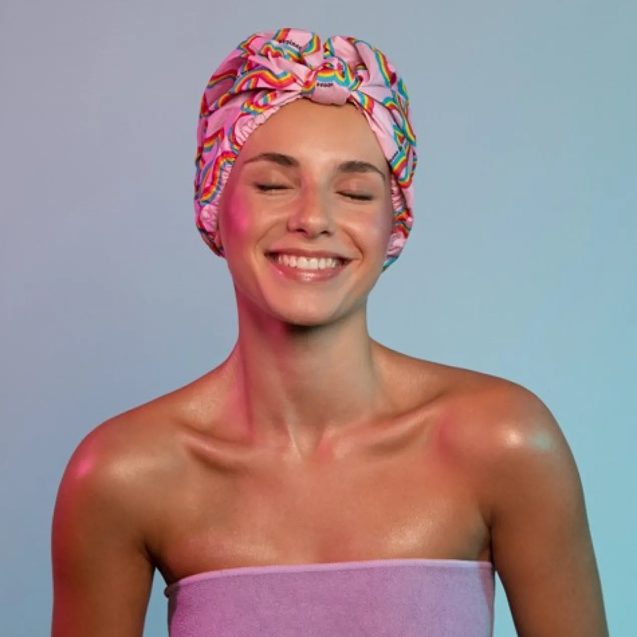 Turban de douche arc-en-ciel